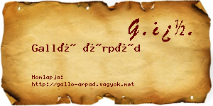 Galló Árpád névjegykártya